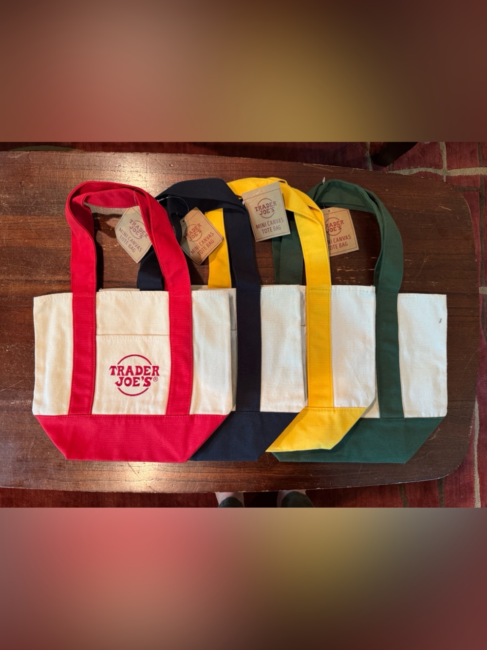 Trader Joe's Canvas Mini Tote Bag Original Set of 4 - Picture 2 of 2
